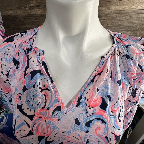 Lilly Pulitzer Pink and Blue Beach Graphic Blouse XS - Picture 10 of 10